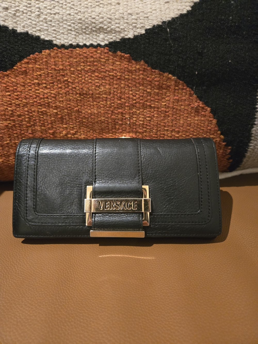 Versace Black Leather Wallet with Gold